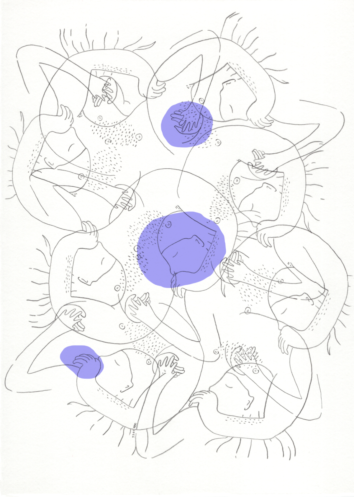 the hug, 2022, Bleistift auf Papier, Farbe digital, A4